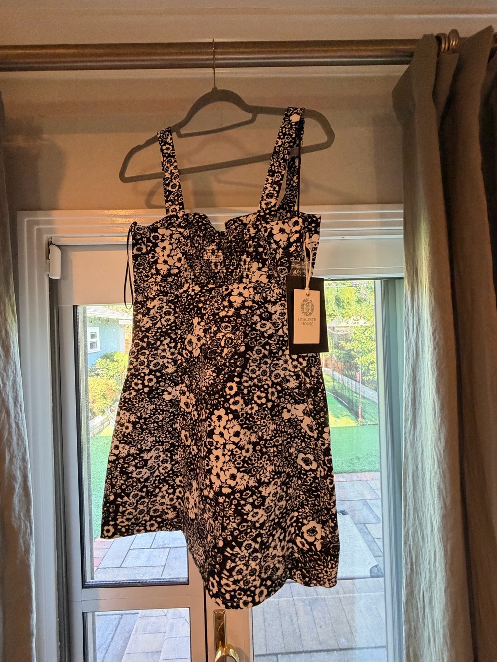 Hyacinth House Black & White Denim Floral Gaia Mini Dress - Picture 3 of 6